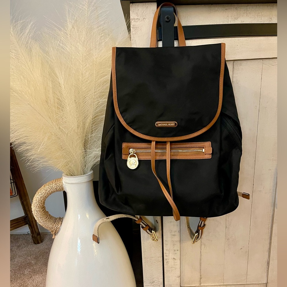 Brand New Michael Kors Black Nylon Backpack